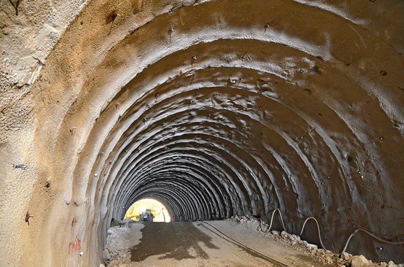 View inside one tube of the Goetschka Tunnel 
