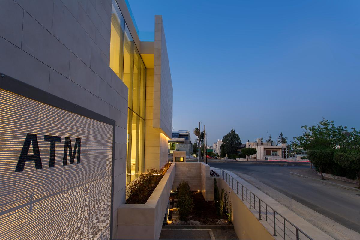 The ATM areas were also designed with a backlit translucent concrete wall. 