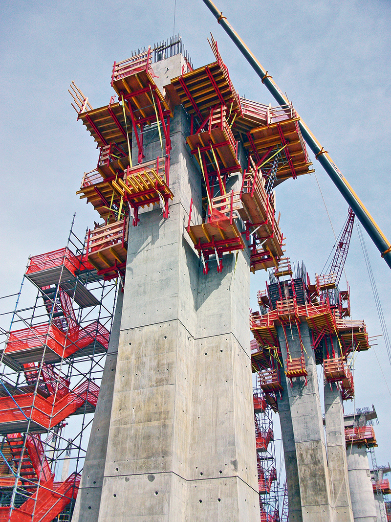 The columns were erected using an average of nine individual segments. 