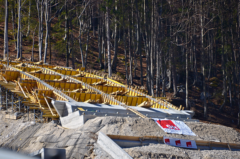 One of nine ski jumps of the Planica Nordic Center during construction 