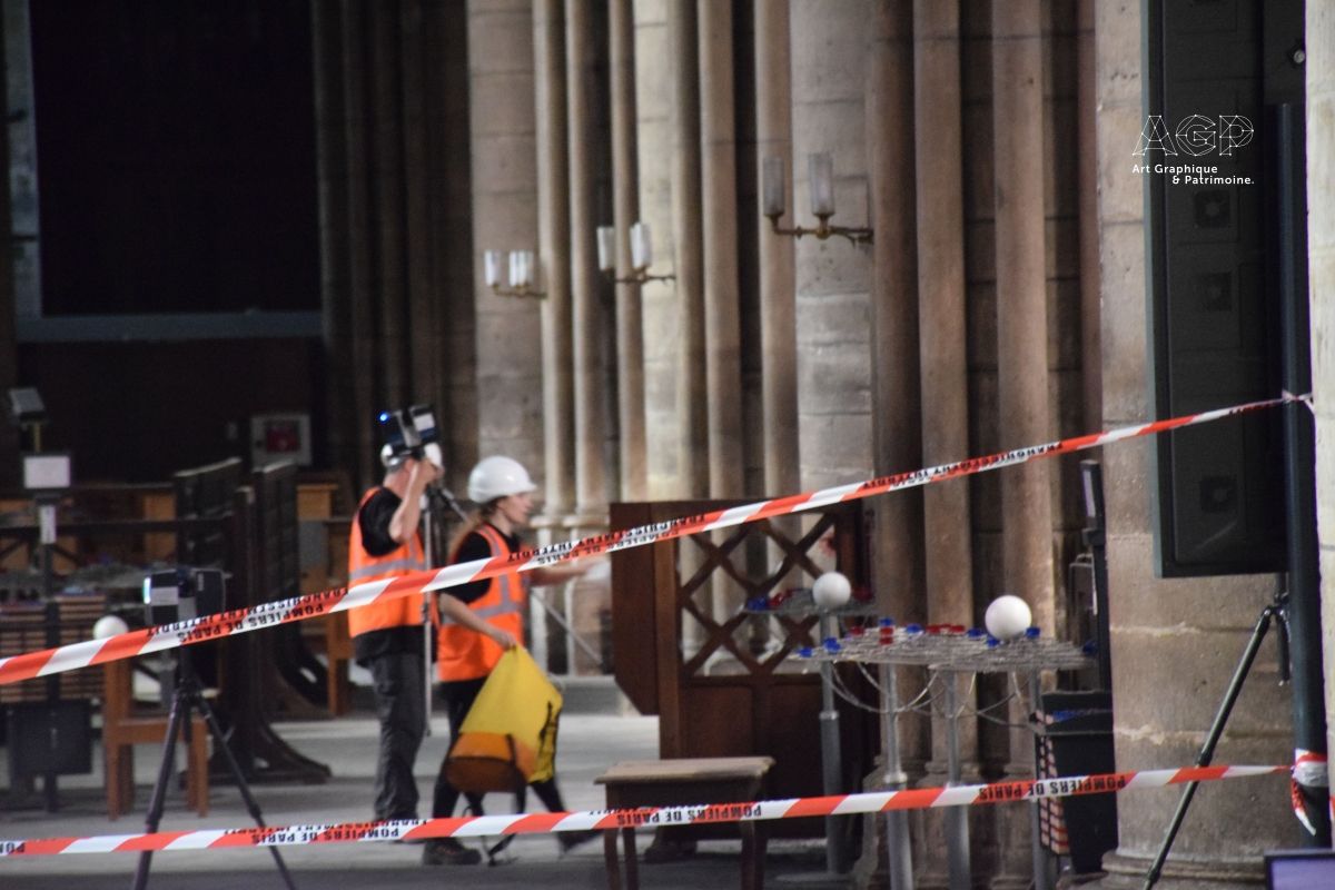 As an immediate measure after the fire, Notre-Dame was detected with laser scanners and a drone. As an immediate measure after the fire, Notre-Dame was detected with laser scanners and a drone.