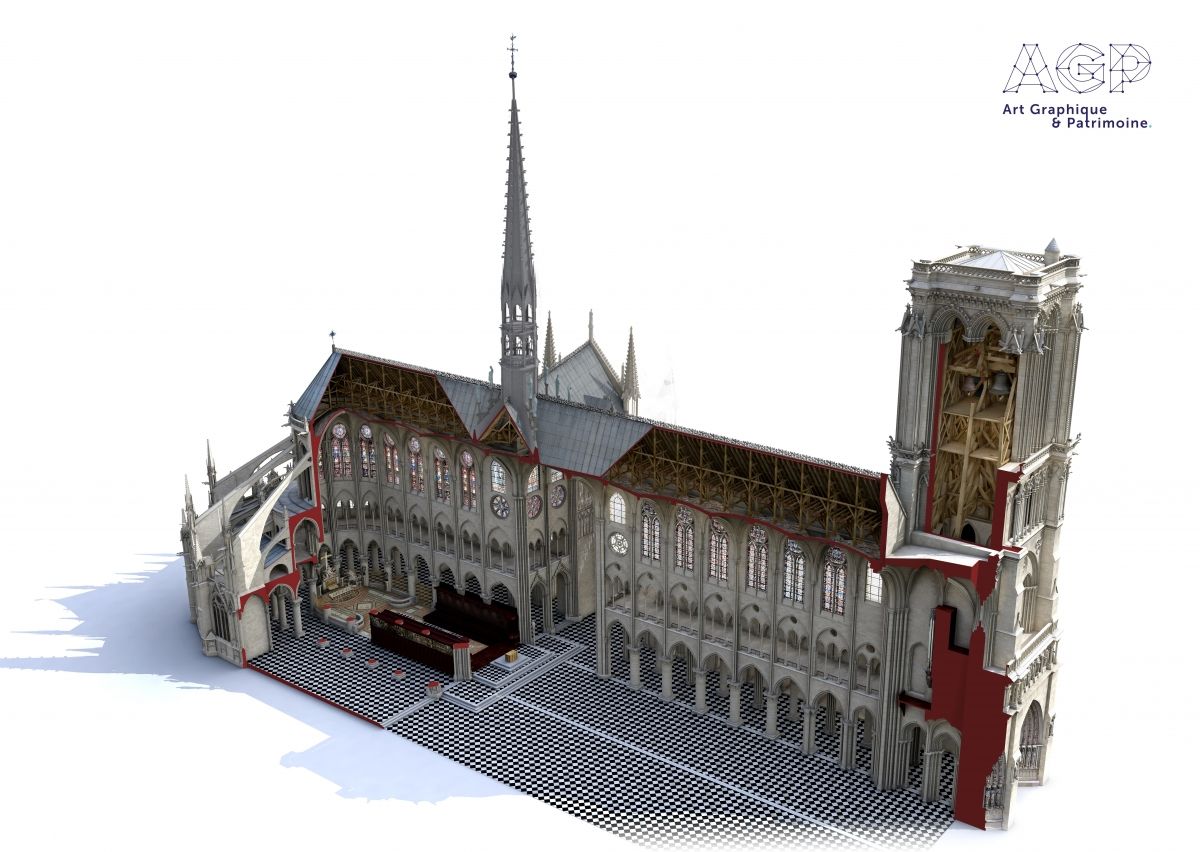 3D reconstruction model of Notre-Dame, made by Laurence Stefanon 