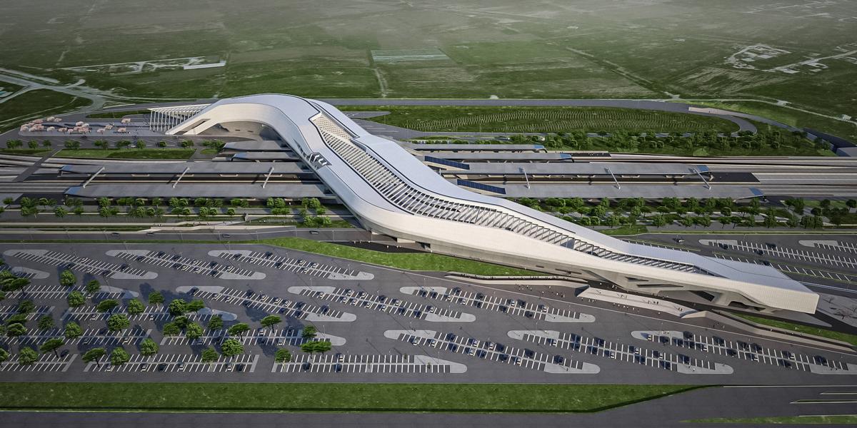 Media File No. 276475 Zaha Hadid had designed the station as a bridge that floats 30 m above the railroad tracks and links them together. The futuristic station thus acts as a gateway to the city of Naples
