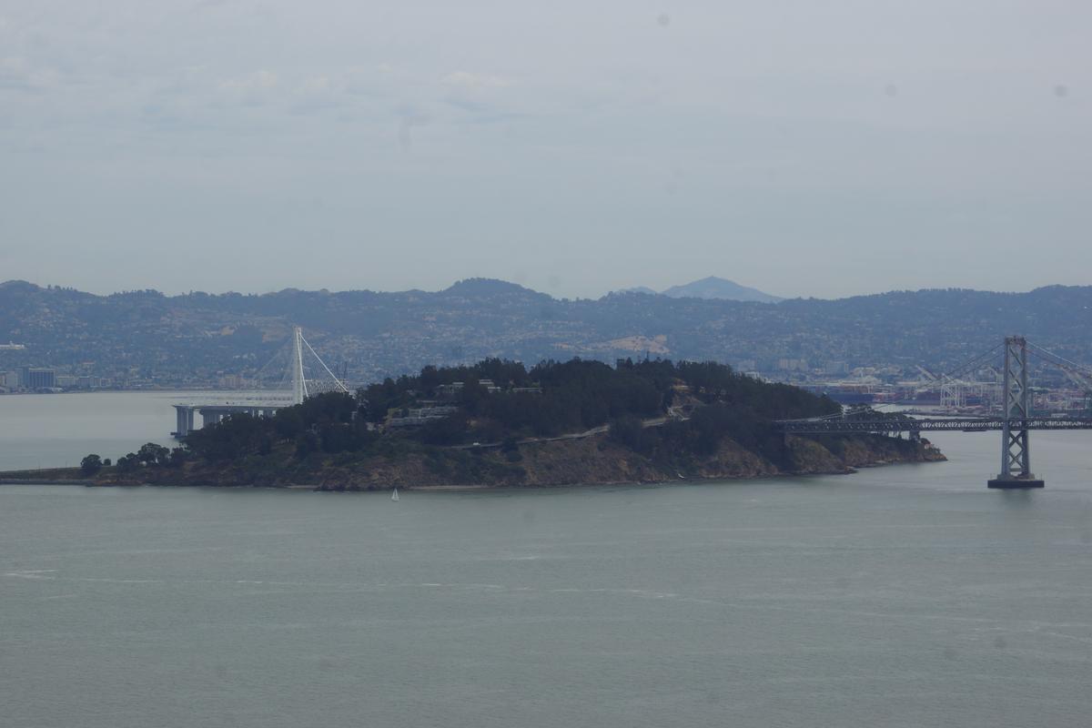 Yerba Buena Island with the suspension bridges of the Bay bridge connecting San Francisco and Oakland Yerba Buena Island with the suspension bridges of the Bay bridge connecting San Francisco and Oakland