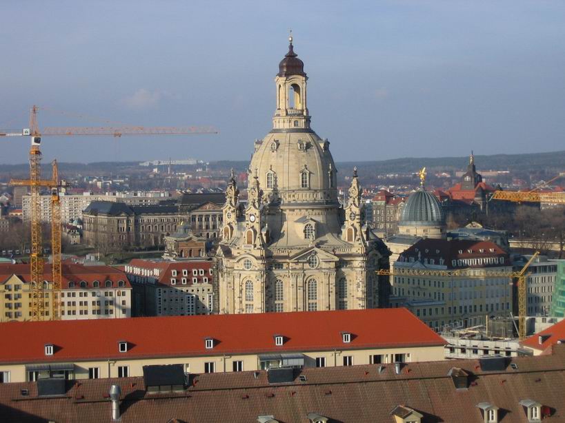 Frauenkirche Dresden vom Turm der Kreuzkirche aus gesehen 