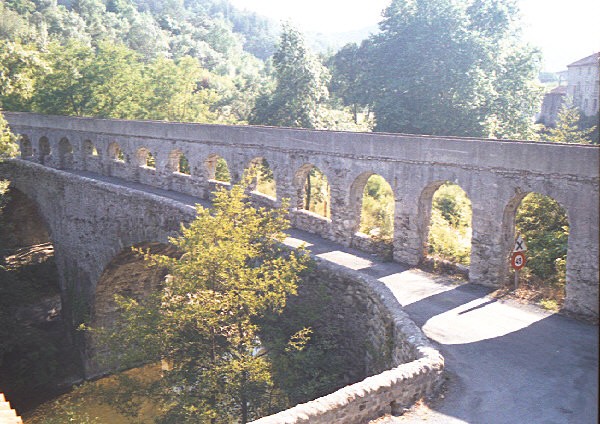 Road bridge and aqueduct at Le Vigan 