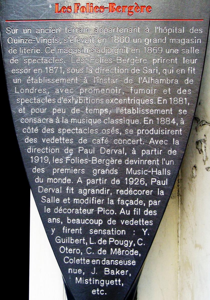 Paris - Les Folies Bergère - Panneau d'information 