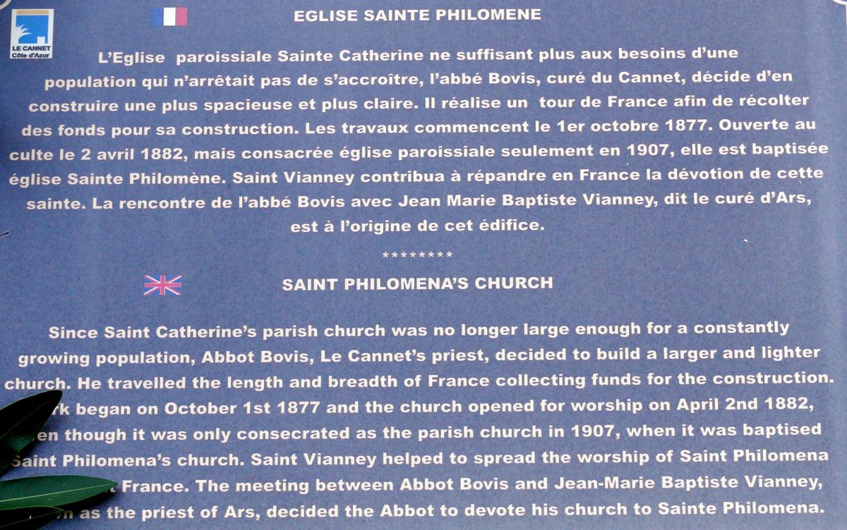 Le Cannet - Eglise Sainte-Philomène - Panneau d'information 