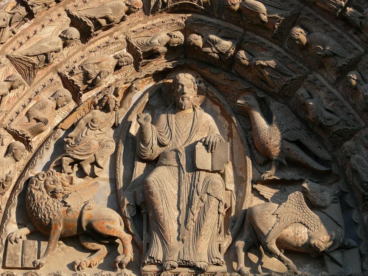 Angers - Cathédrale Saint-Maurice - Façade occidentale - Tympan du portail 