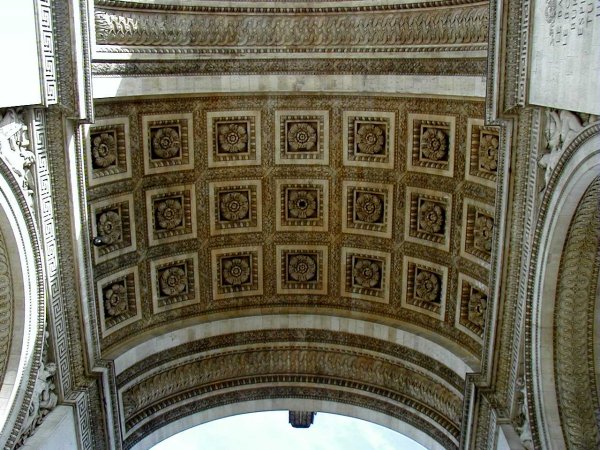Arc de Triomphe in Paris.Vaulting in the arch 