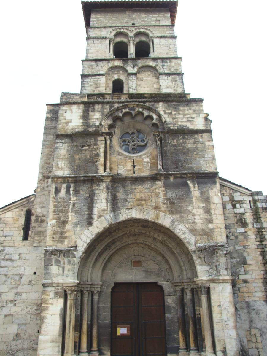 Cruas - Ancienne abbatiale bénédictine Sainte-Marie - Portail occidental et clocher 