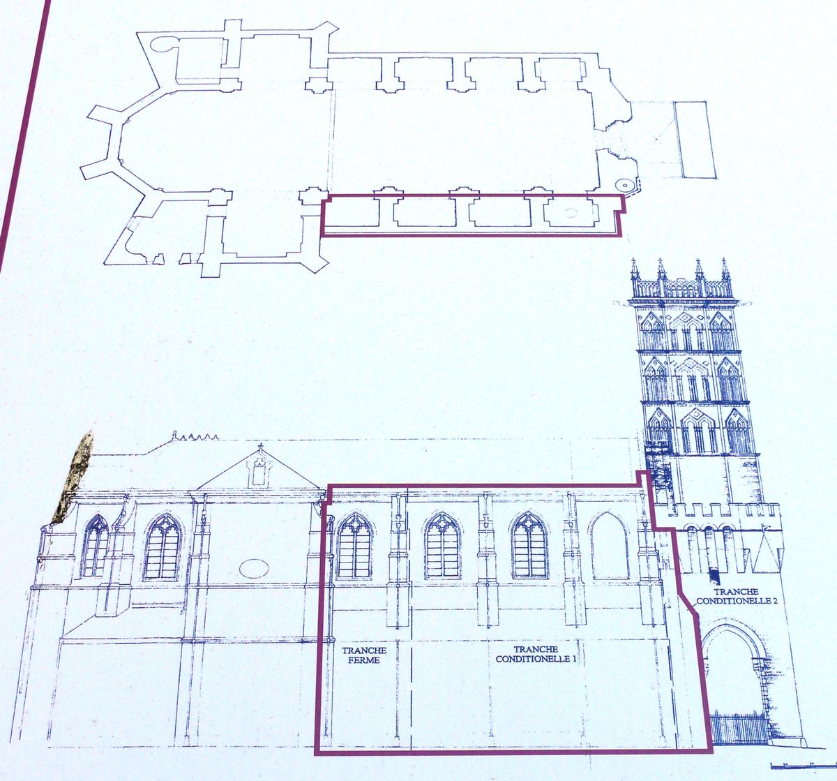 Pamiers - Cathédrale Saint-Antonin (en cours de restauration en 2008) - Plans et position des travaux de restauration en 2008 