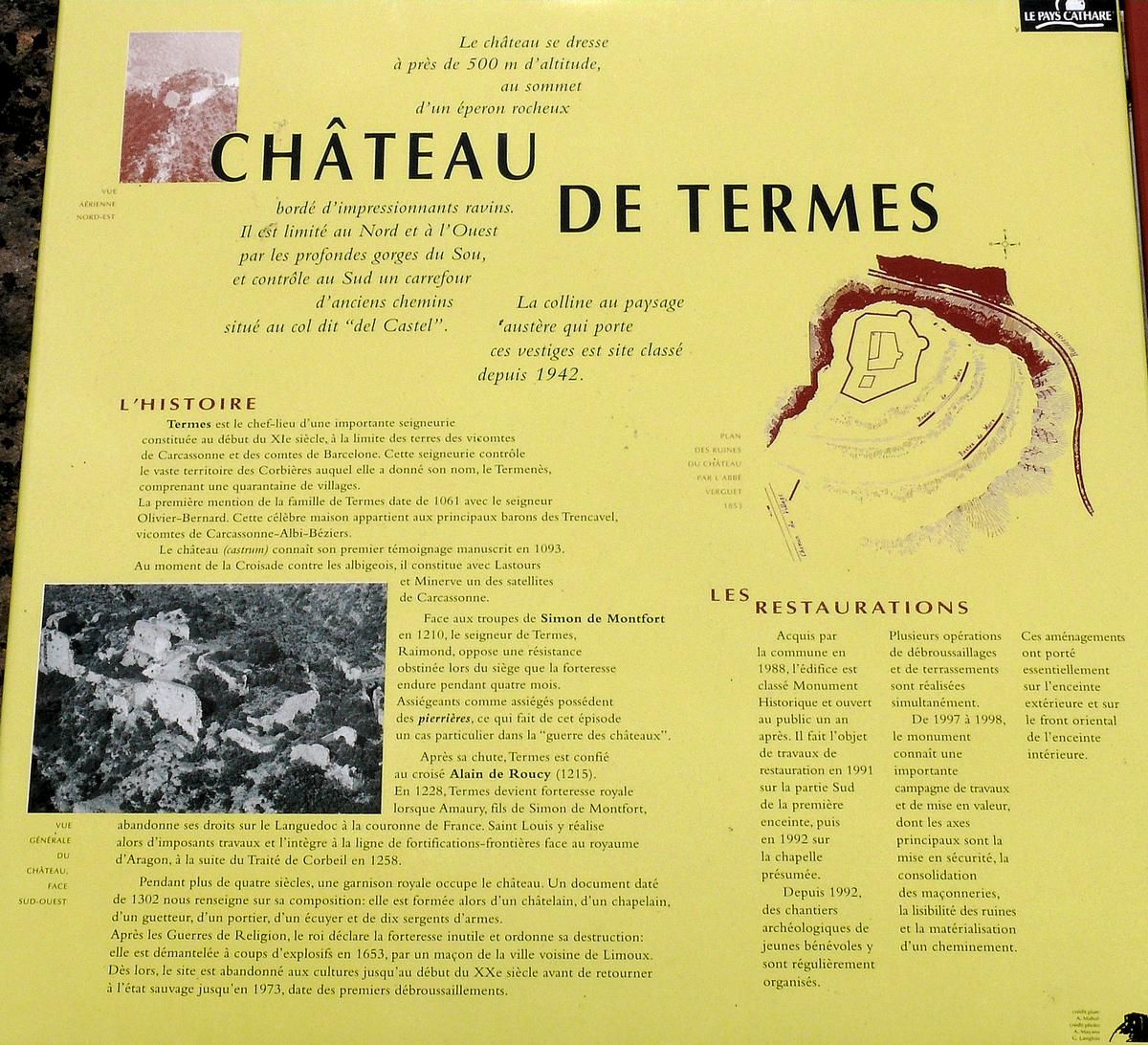 Termes - Château de Termes - Panneau d'information - Histoire 