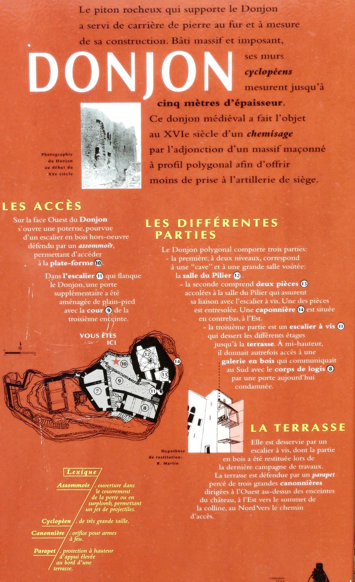 Cucugnan - Château de Quéribus - Le donjon - Panneau d'information 