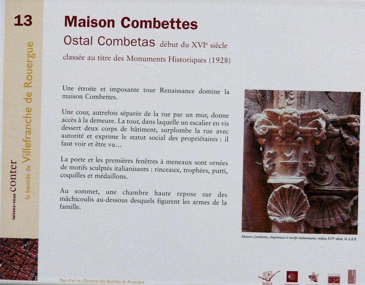 Villefranche-de-Rouergue - Maison Combettes - Panneau d'information 