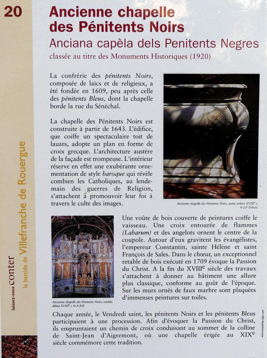 Villefranche-de-Rouergue - Chapelle des Pénitents Noirs - Panneau d'information 