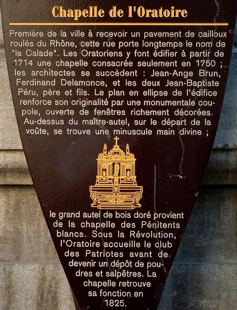 Avignon - Chapelles de l'Oratoire, 32 rue Joseph-Vernet - Panneau d'information 
