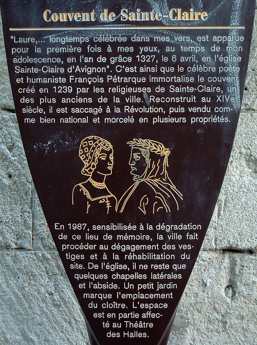 Avignon - Couvent de Sainte-Claire, rue du Roi-René - Plaque d'information 