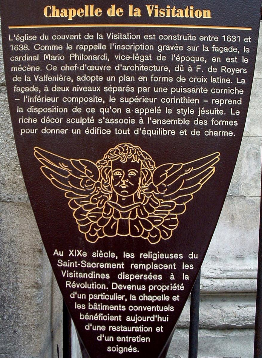 Avignon - Chapelle de la Visitation, rue Paul-Saïn - Panneau d'information 