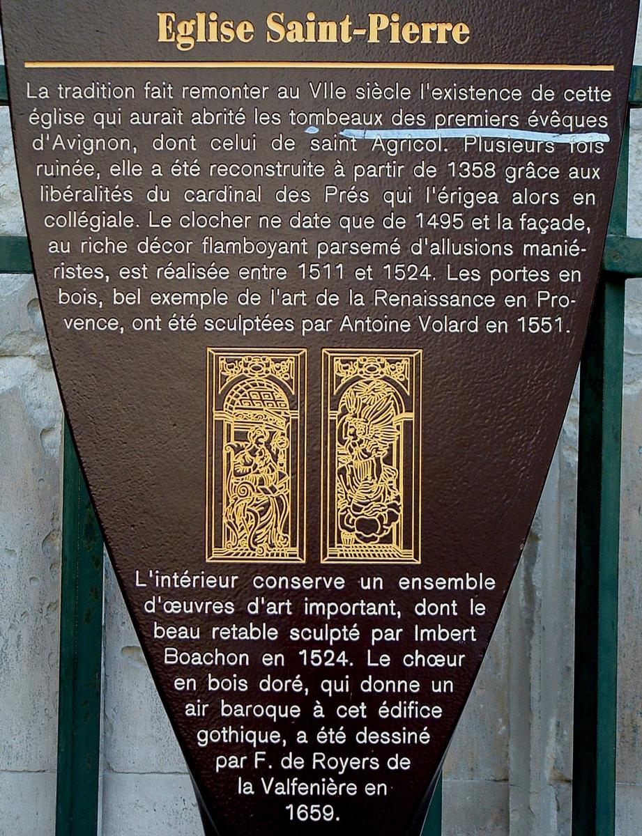Avignon - Eglise Saint-Pierre, place Saint-Pierre - Panneau d'information 