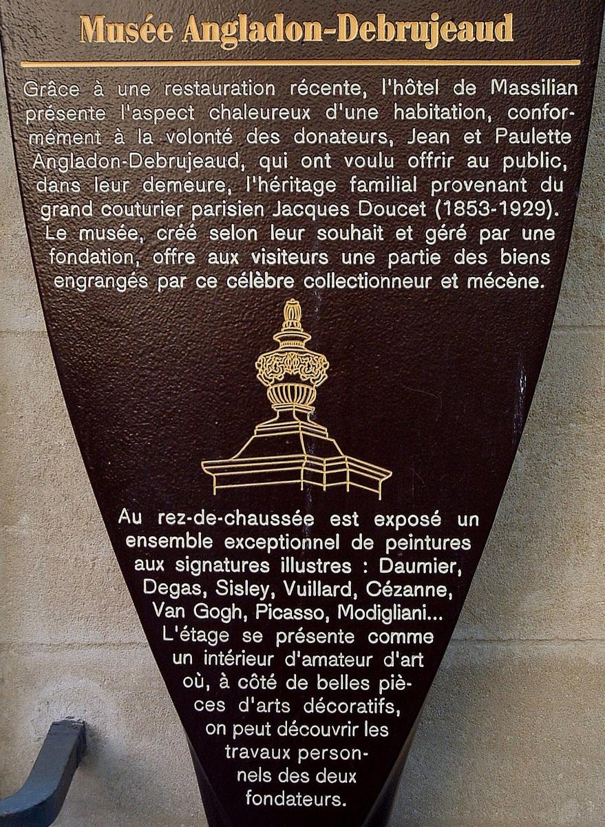 Avignon - Musée Angladon-Dubrujeaud (hôtel de Massilian), 5 rue Laboureur - Panneau d'information 