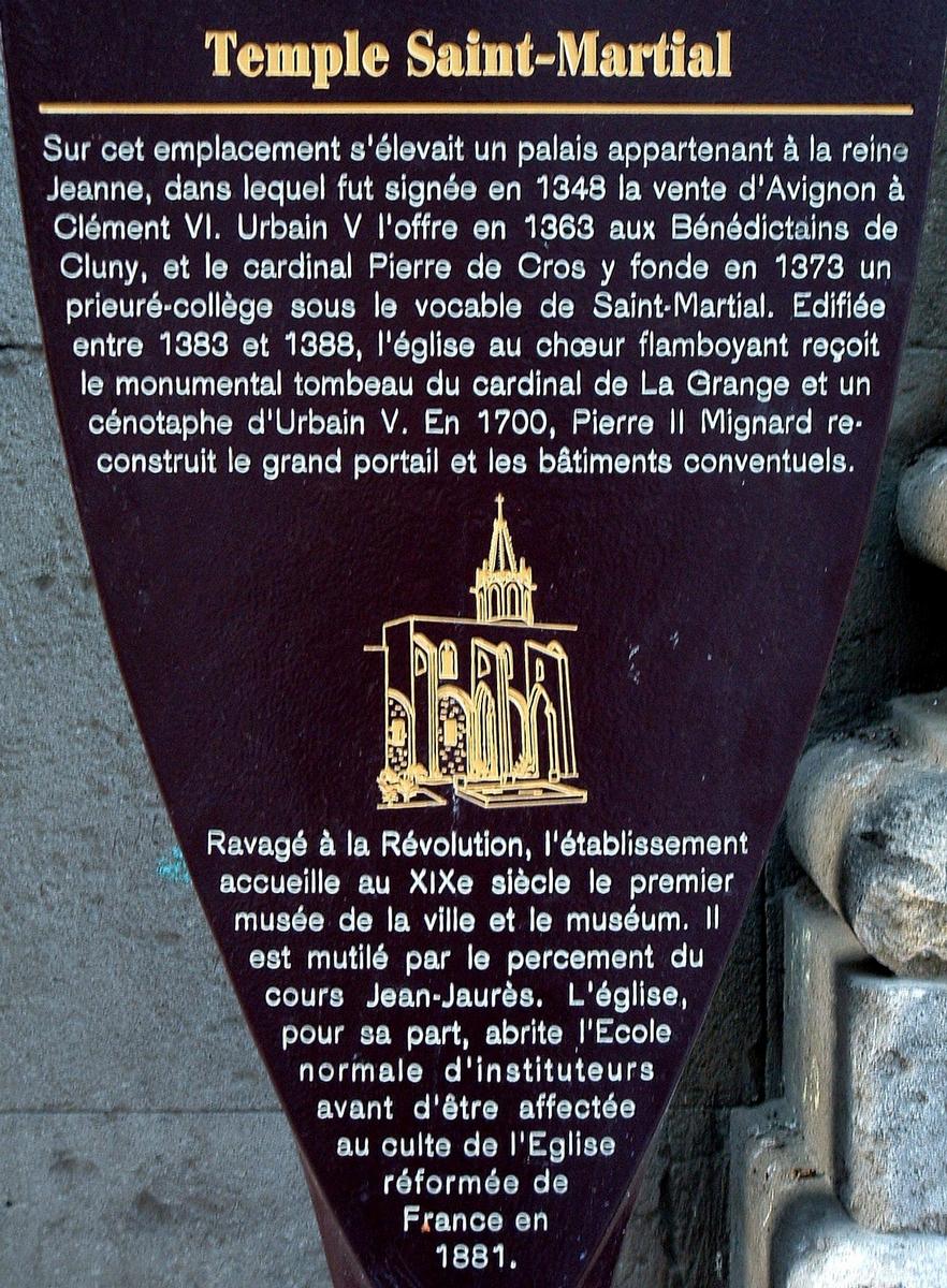 Temple Saint-Martial (ancienne église Saint-Martial) - Panneau d'information 