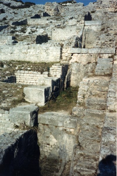 Ruins of a row of Roman mills at the end of the 4th century Barbegal Aqueduct 