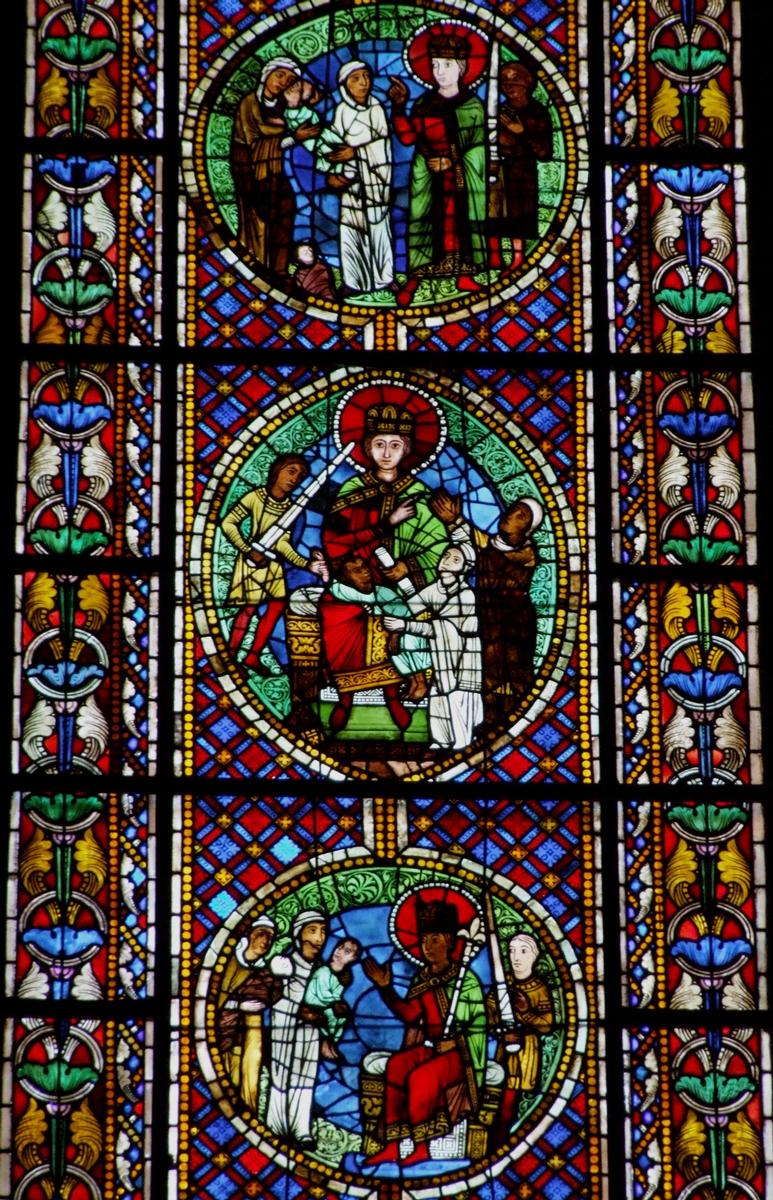 Strasbourg - Cathédrale Notre-Dame - Côté Nord - Vitrail représentant le Jugement de Salomon 