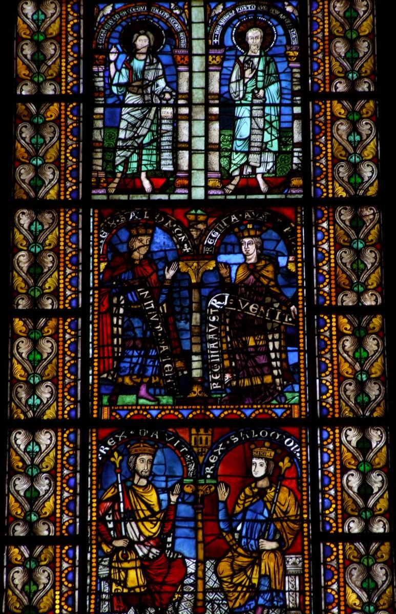 Strasbourg - Cathédrale Notre-Dame - Côté Nord - Vitrail représentant David, Salomon, le Christ,.. 