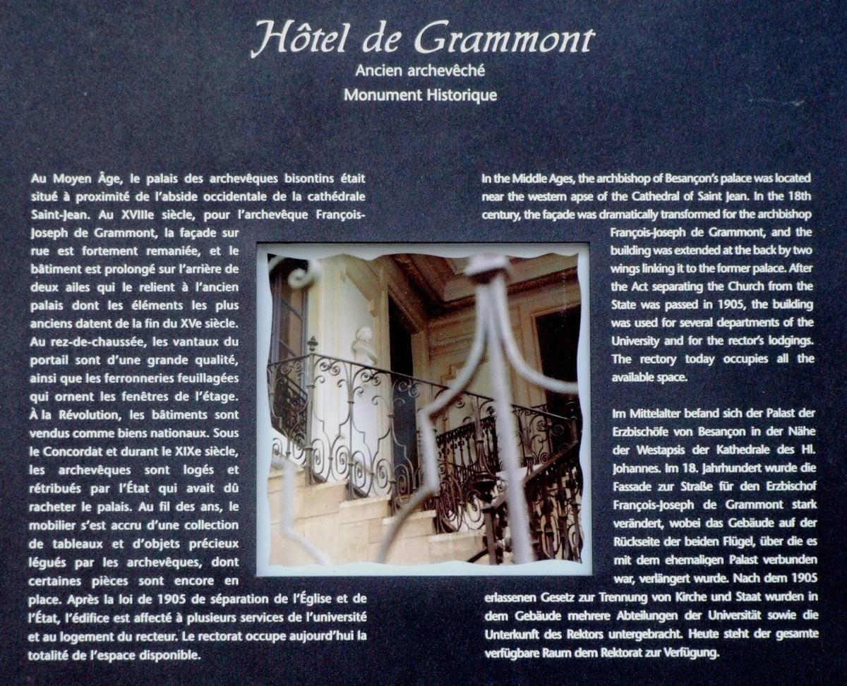 Hôtel de Grammont (ancien archevêché) - Rectorat - Panneau d'information 