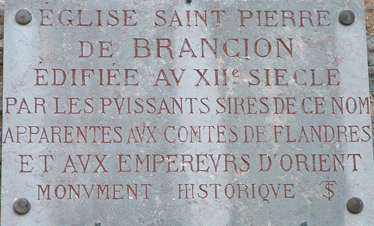 Eglise Saint-Pierre, Brancion. Information plaque 