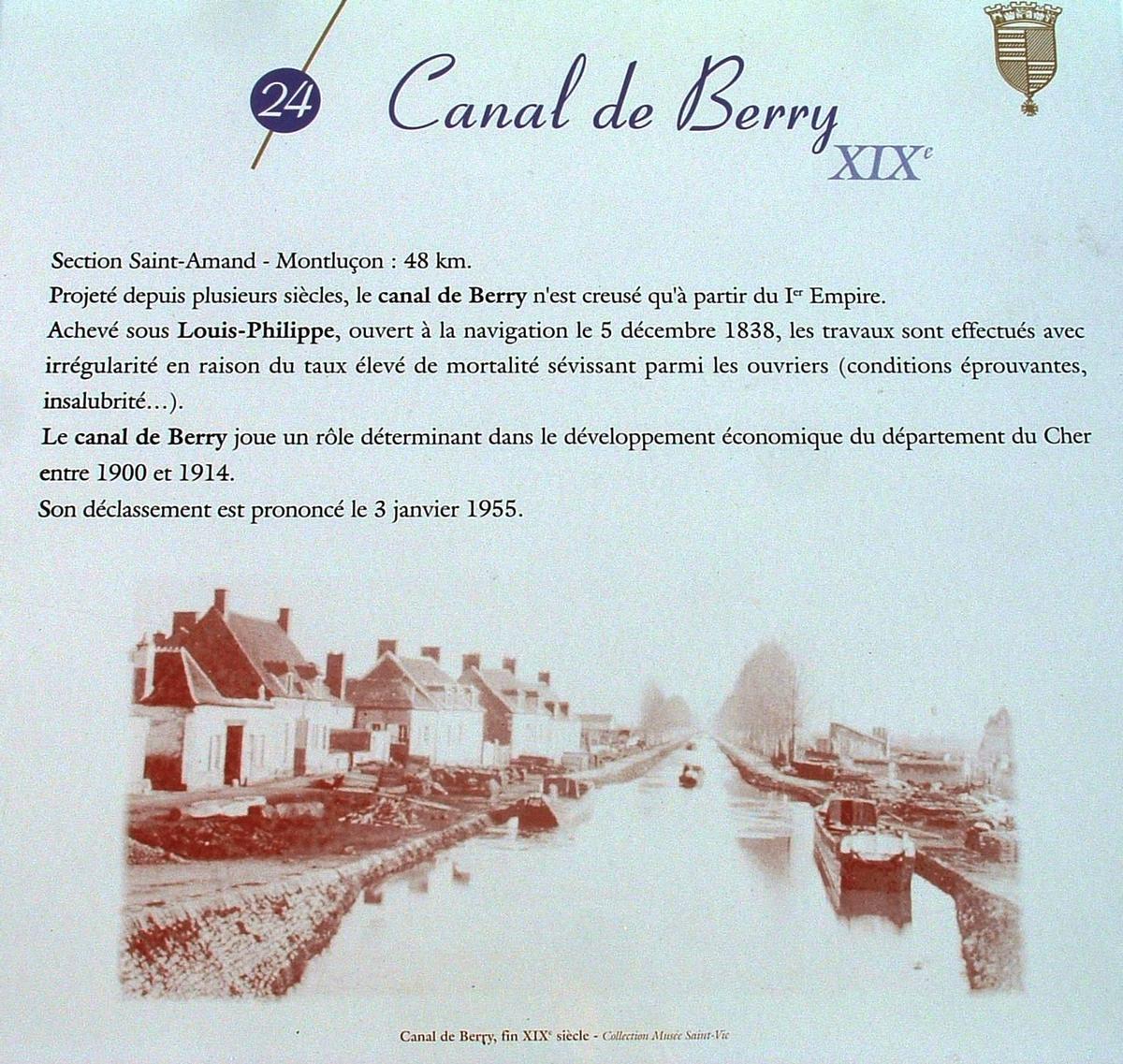 Canal de Berry à Saint-Amand-Montrond - Panneau d'information 
