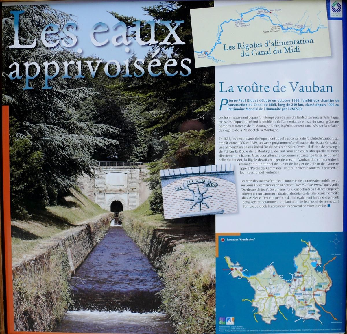 Canal du Midi - Les Cammazes - Voûte Vauban - Panneau d'information 