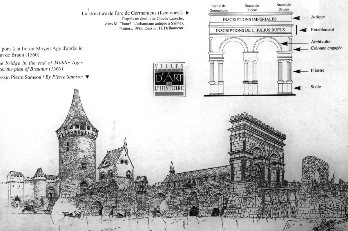 Bogen des Germanicus und mittelalterliche Brücke in Saintes 