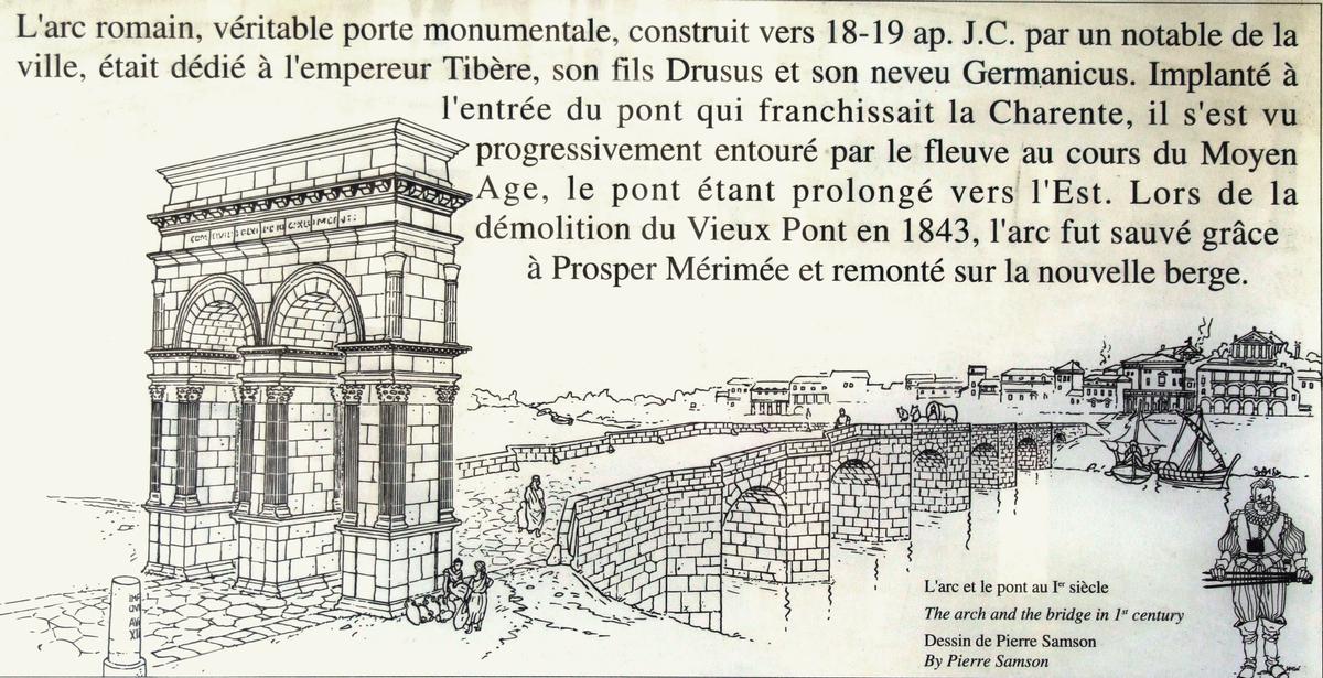 Saintes - Pont romain de Saintes - Panneau d'information 
