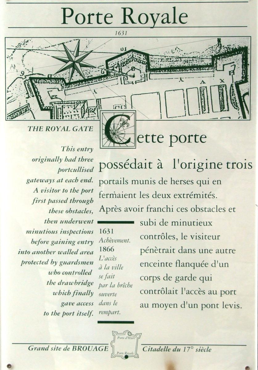 Remparts de Brouage - Bastion royal - Porte royale (1631) - Panneau d'information 