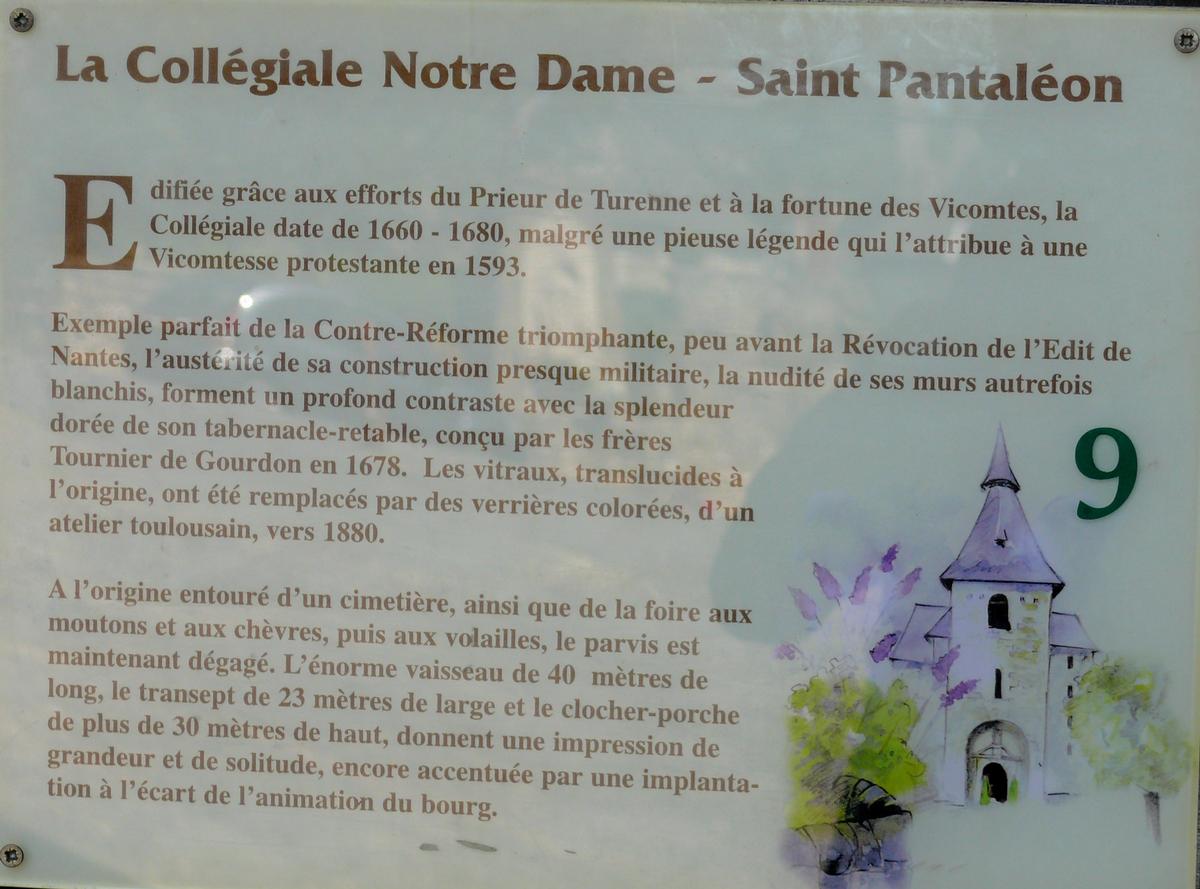 Turenne - Collégiale Notre-Dame Saint-Pantaléon - Panneau d'information 