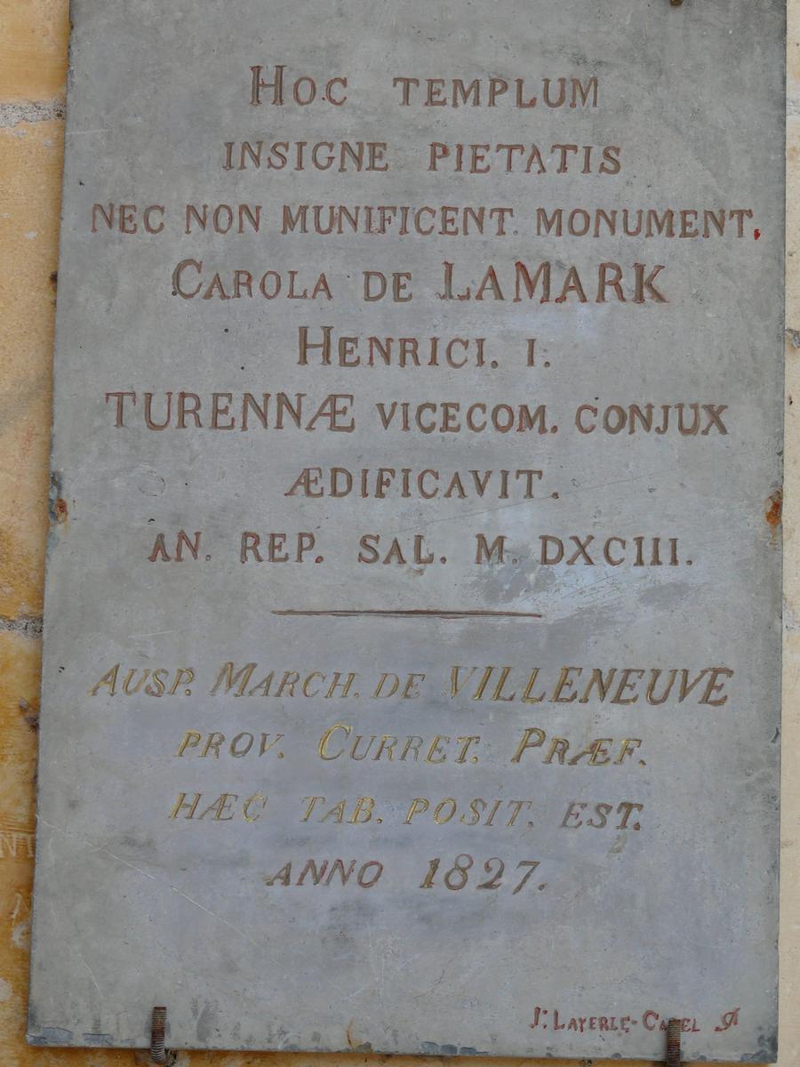 Turenne - Collégiale Notre-Dame Saint-Pantaléon - Plaque commémorative 