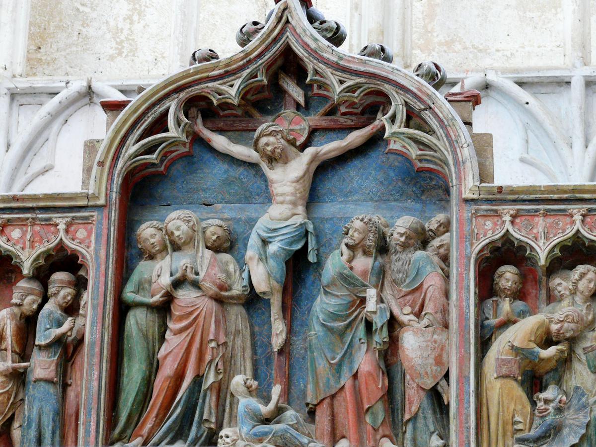 Saint-Thibault - Eglise priorale Saint-Thibault - Abside - Rétable de la vie de saint Thibault - Crucifixion 
