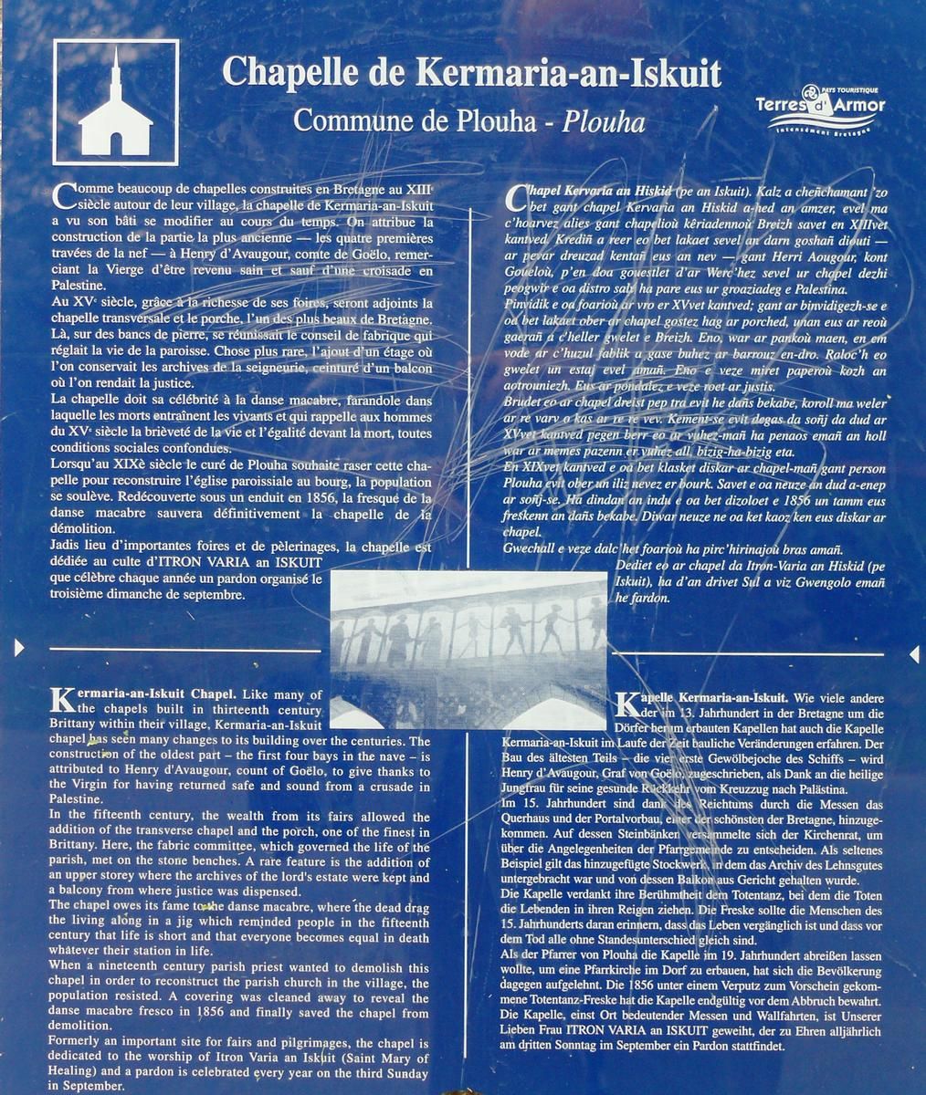 Plouha - Kermaria - Chapelle de Kermaria-an-Isquit - Panneau d'information 