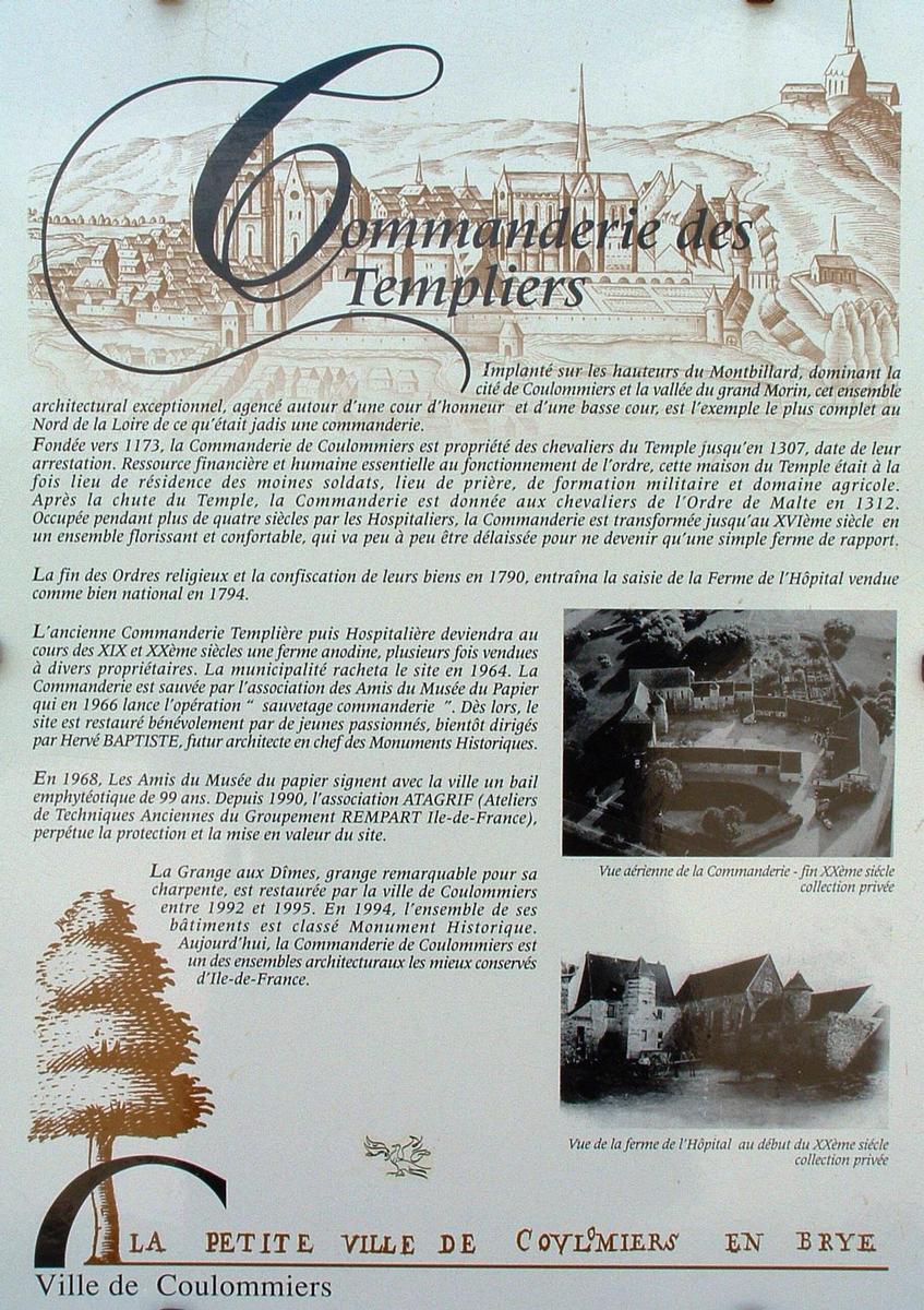 Coulommiers - Ancienne commanderie des Templiers - Panneau d'information 