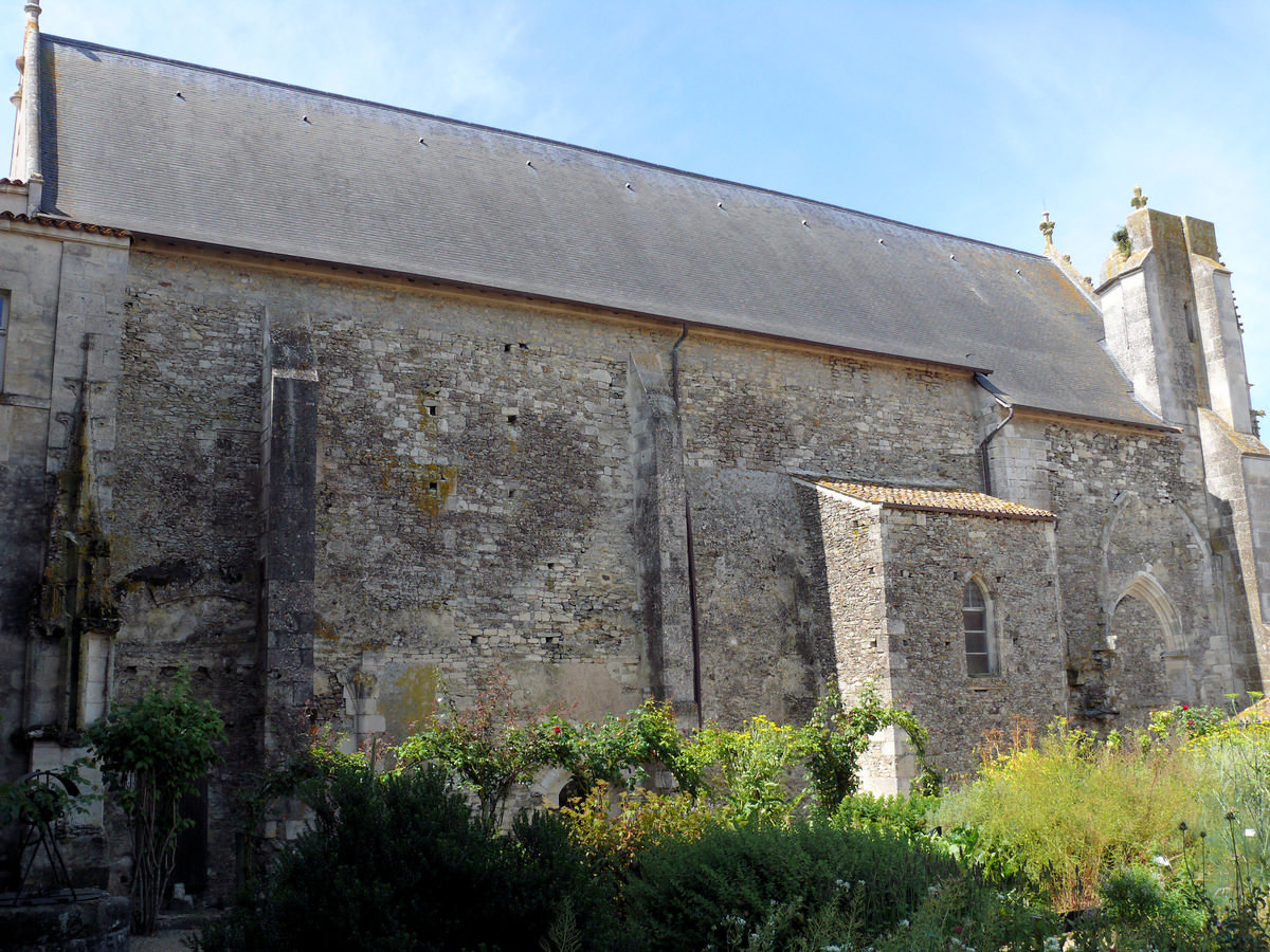 Saint-Marc-la-Lande - Ancienne commanderie Saint-Antoine-de-la-Lande - Collégiale vue du jardin des plantes médicinales 