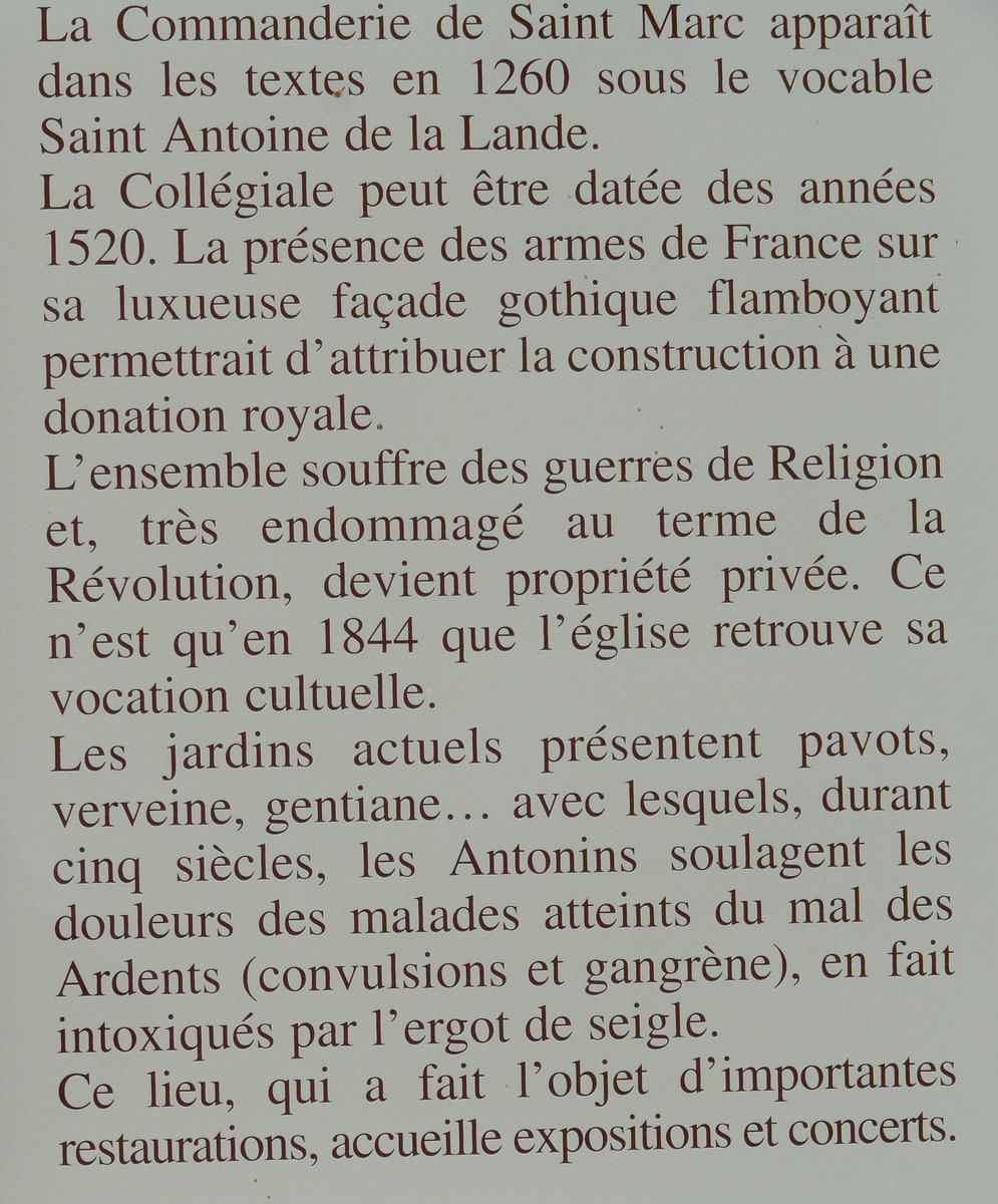 Saint-Marc-la-Lande - Ancienne commanderie Saint-Antoine-de-la-Lande - Panneau d'information 