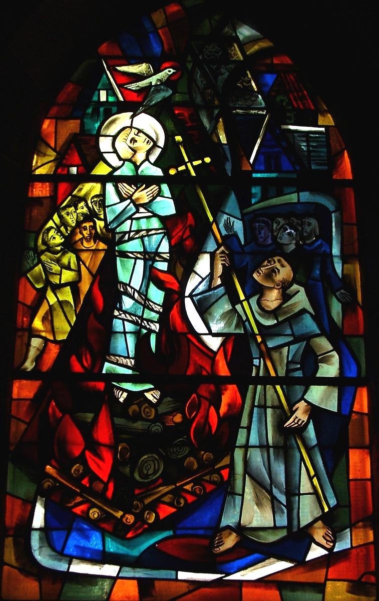 Domrémy-la-Pucelle - Eglise Saint-Rémy Vitraux de la vie de Jeanne d'Arc - Mort de Jeanne sur un bûcher à Rouen