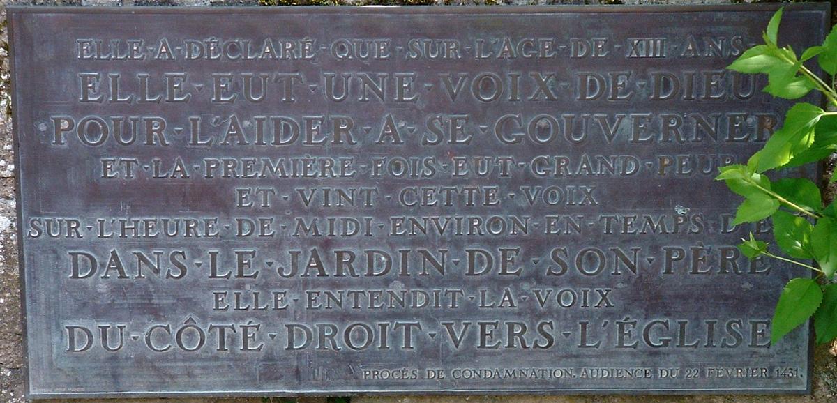 House of the family of Joan of Arc, Domrémy-la-Pucelle. Plaque 