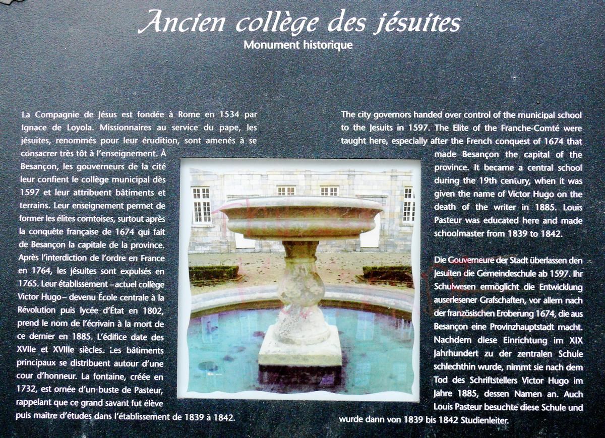 Besançon - Collège Victor Hugo (ancien collège des Jésuites) - Panneau d'information 