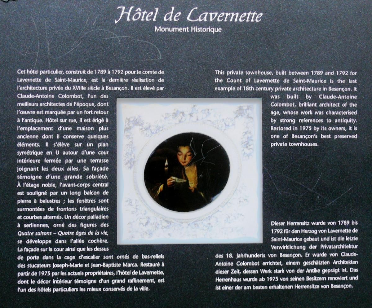 Besançon - Hôtel de Lavernette-Saint-Maurice - Panneau d'information 