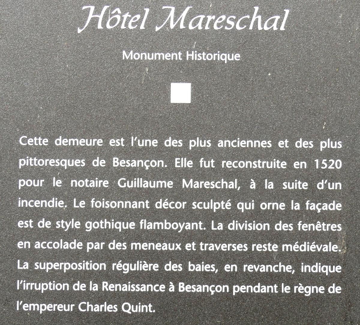 Besançon - Hôtel Mareschal - Panneau d'information 