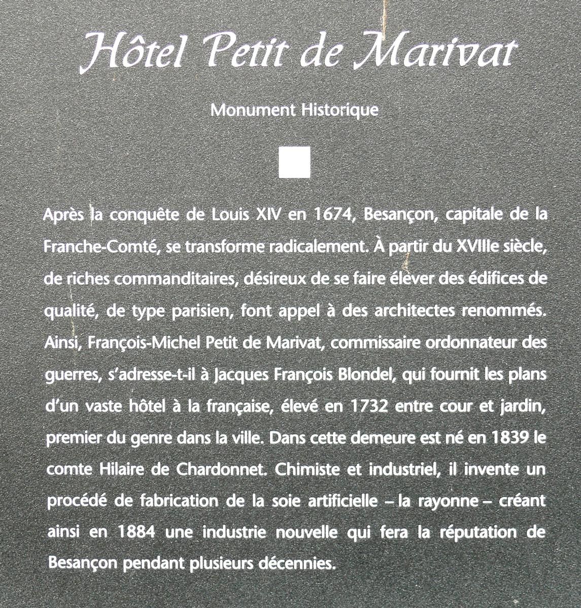 Besaonçon - Hôtel Petit de Marivat - Panneau d'information 