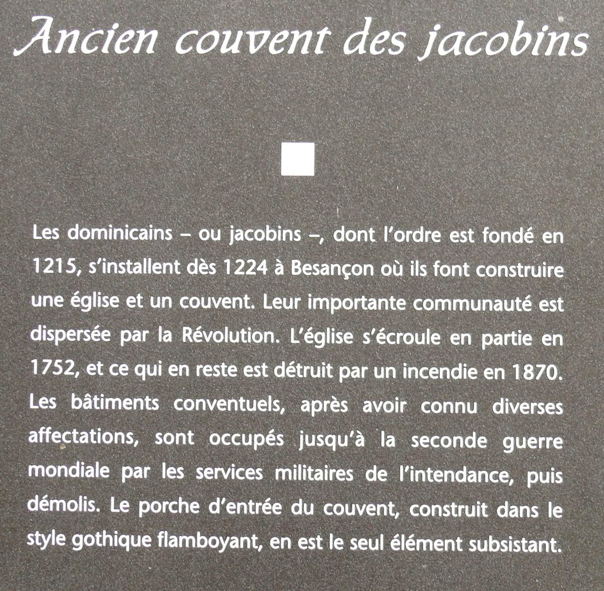 Besançon - Ancien couvent des Jacobins - Portail du couvent 